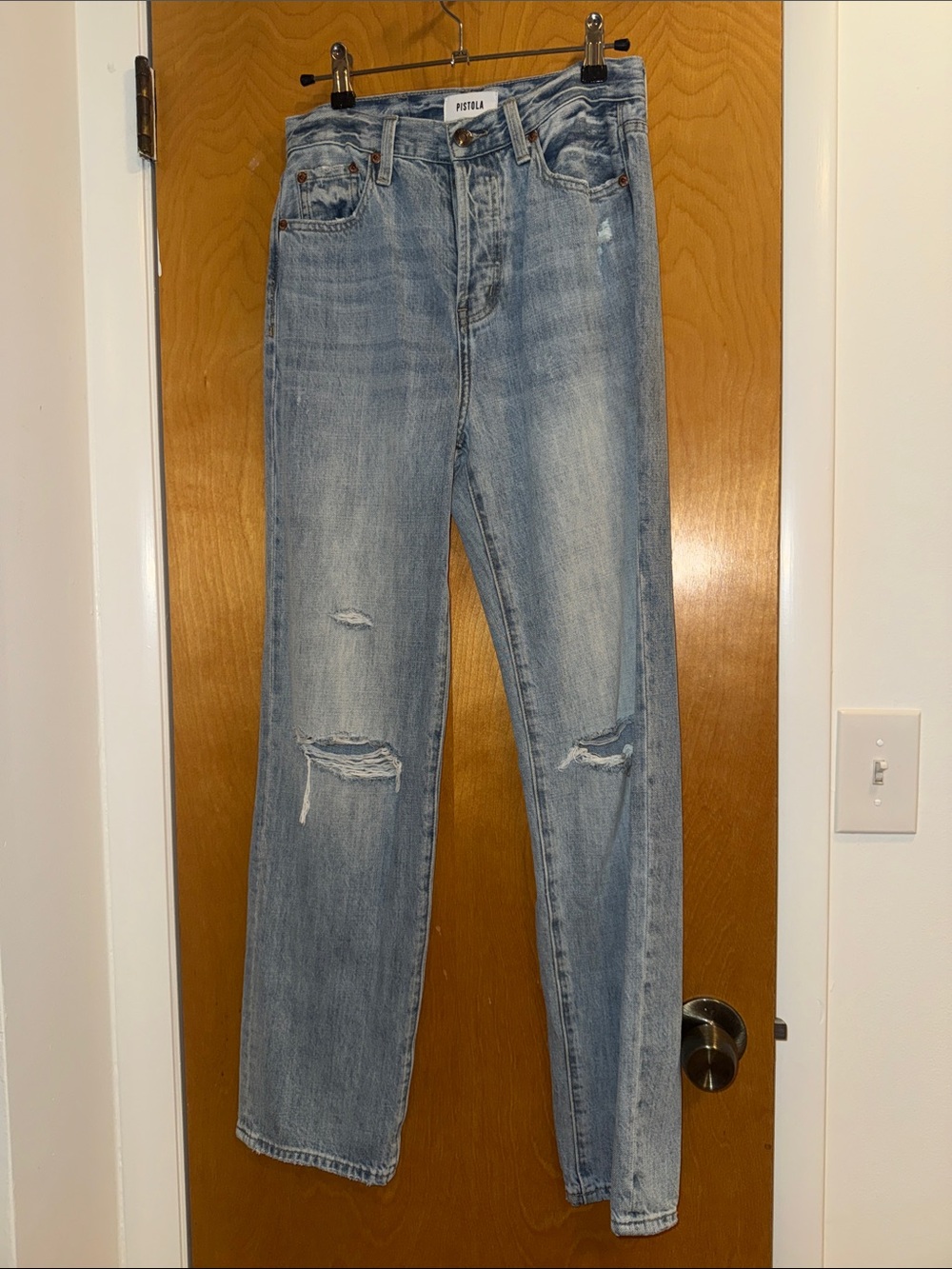 pistola faded light blue high-rise denim